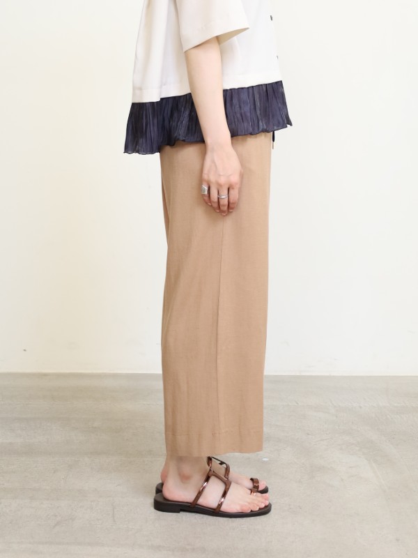 【trois】麻レーヨン8.5分丈パンツ