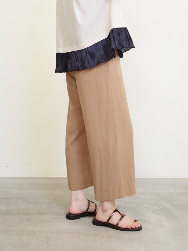 【trois】麻レーヨン8.5分丈パンツ
