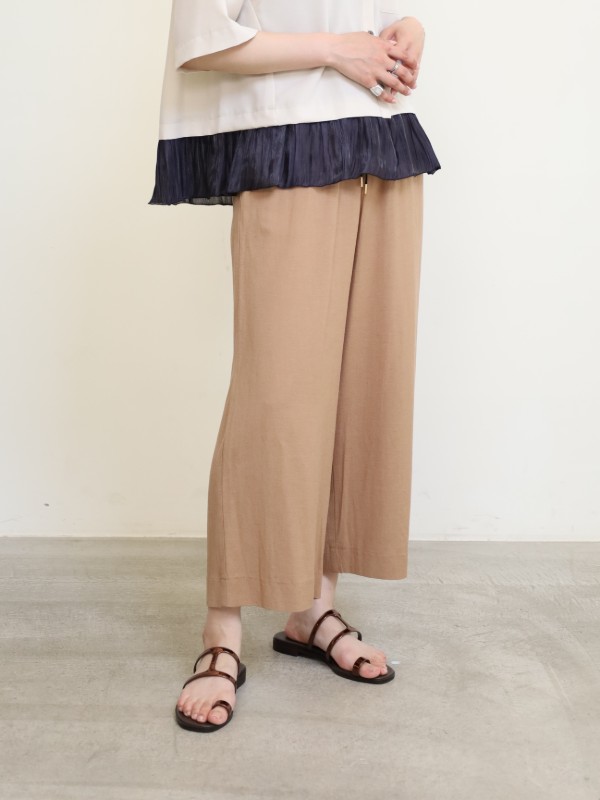 【trois】麻レーヨン8.5分丈パンツ