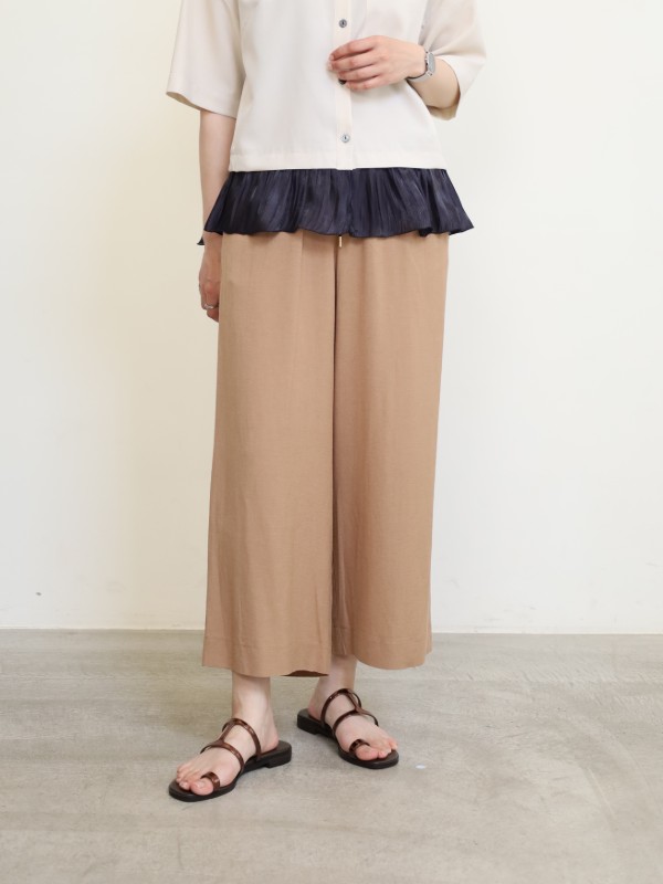 【trois】麻レーヨン8.5分丈パンツ