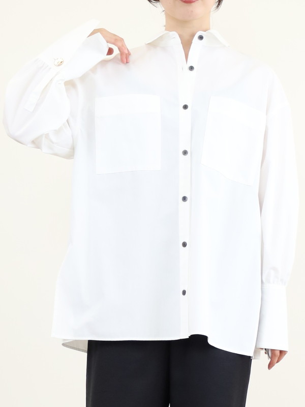 【trois】飾りカフスボタンオーバーシャツ