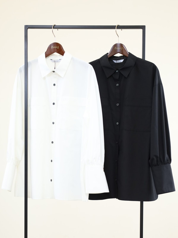 【trois】飾りカフスボタンオーバーシャツ