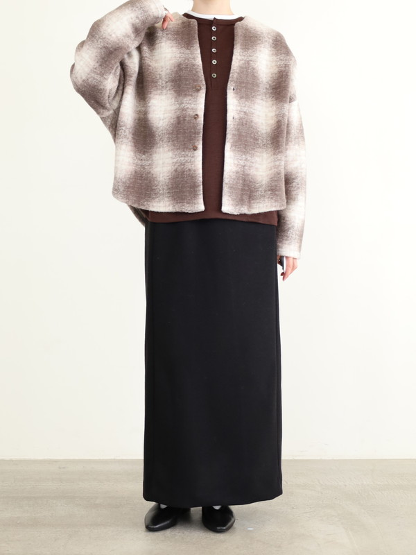 【LeMelange】スライバーニットチェックカーディガン