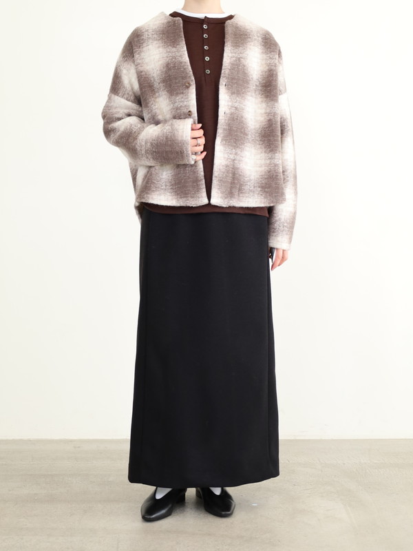 【LeMelange】スライバーニットチェックカーディガン