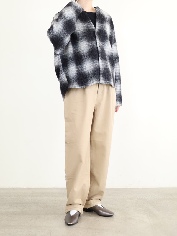 【LeMelange】スライバーニットチェックカーディガン