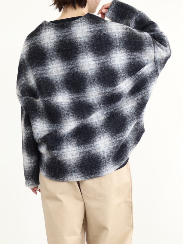 【LeMelange】スライバーニットチェックカーディガン