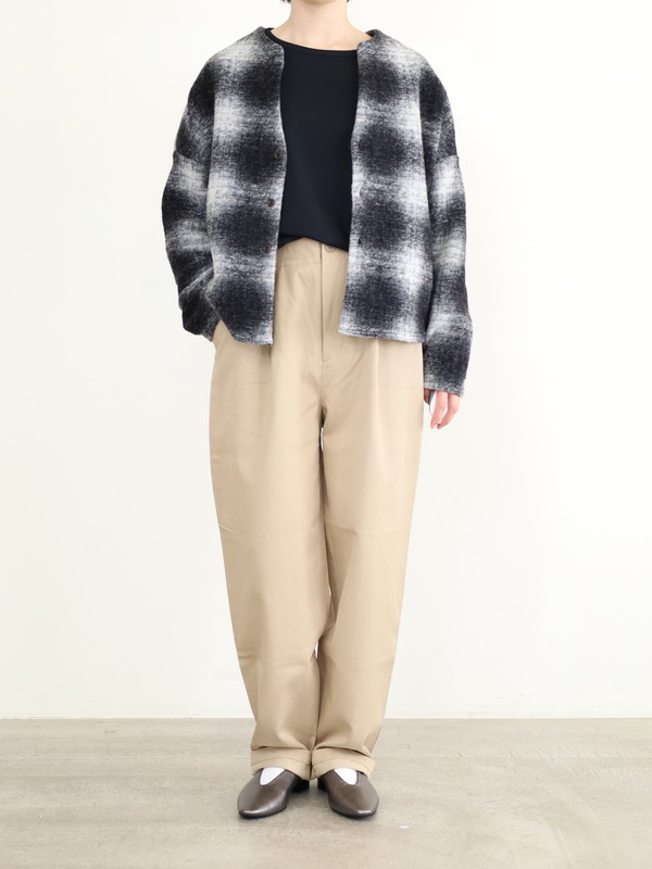 【LeMelange】スライバーニットチェックカーディガン