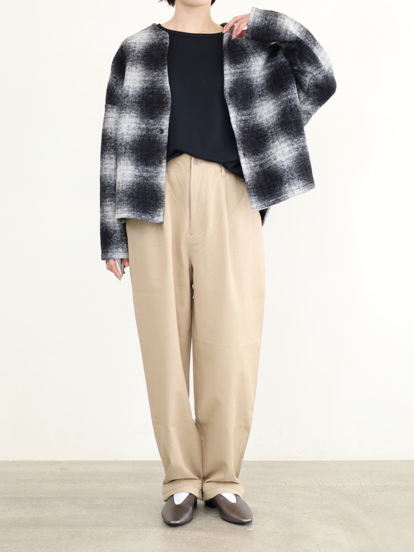 【LeMelange】スライバーニットチェックカーディガン