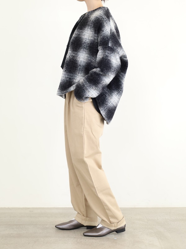 【LeMelange】スライバーニットチェックカーディガン