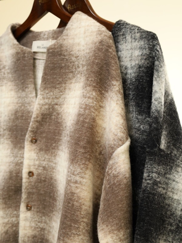 【LeMelange】スライバーニットチェックカーディガン