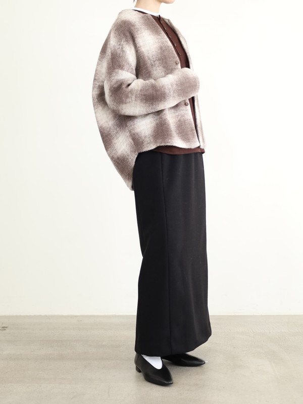 【LeMelange】スライバーニットチェックカーディガン