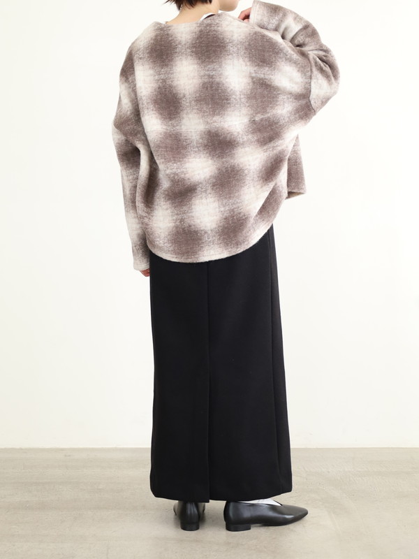 【LeMelange】スライバーニットチェックカーディガン