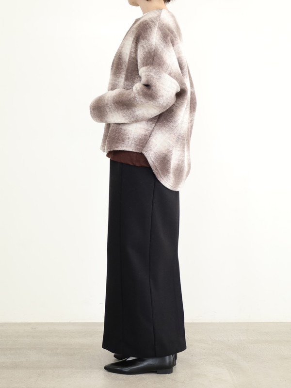 【LeMelange】スライバーニットチェックカーディガン