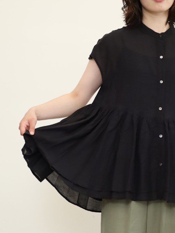 【MICA&DEAL】レーヨンリネンペプラムノンスリブラウス