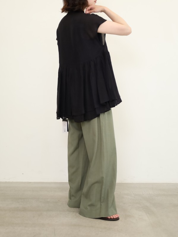 【MICA&DEAL】レーヨンリネンペプラムノンスリブラウス