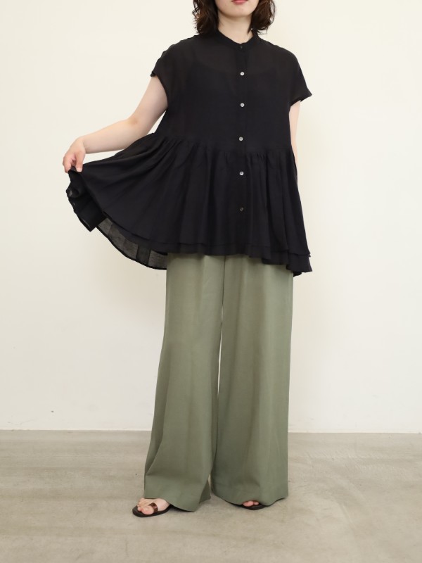 【MICA&DEAL】レーヨンリネンペプラムノンスリブラウス