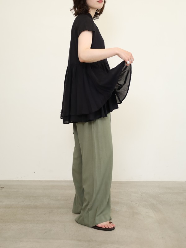 【MICA&DEAL】レーヨンリネンペプラムノンスリブラウス