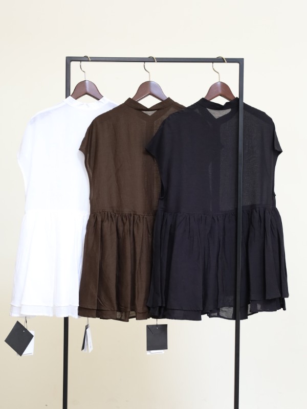 【MICA&DEAL】レーヨンリネンペプラムノンスリブラウス