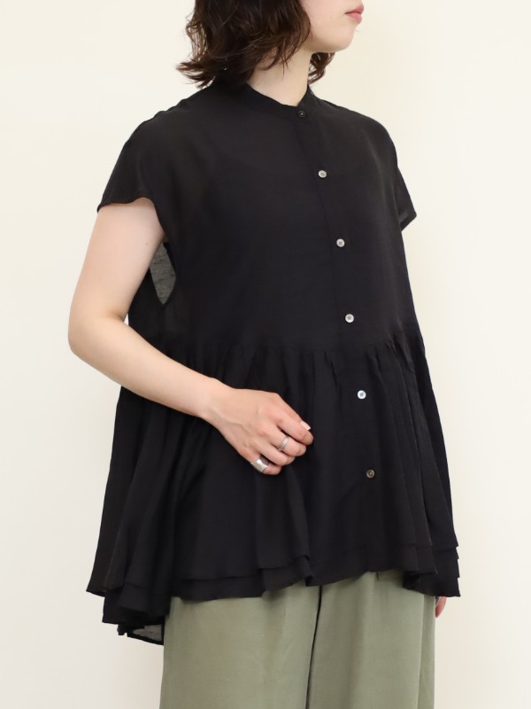 【MICA&DEAL】レーヨンリネンペプラムノンスリブラウス