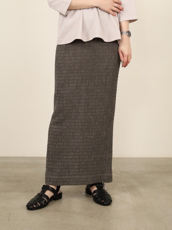 【ayane】<br><span>シャーリング生地ペンシルスカート</span>