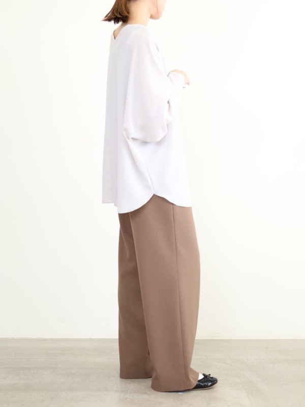 【Doneeyu】前後両用長袖ジョーゼットトップス