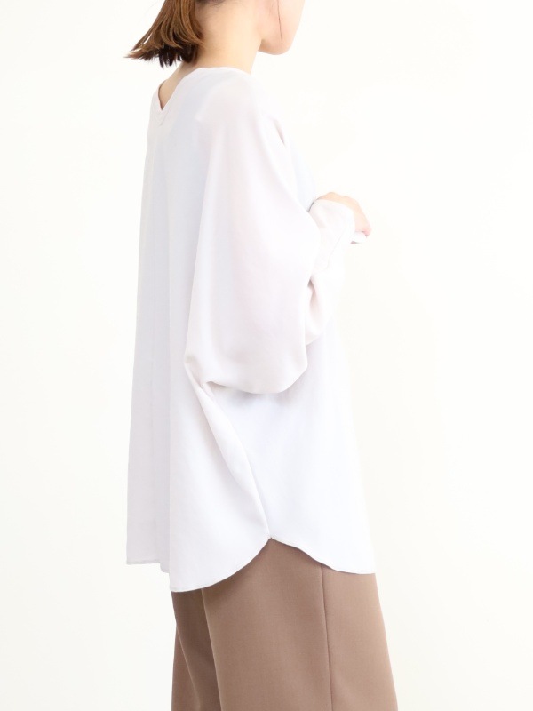 【Doneeyu】前後両用長袖ジョーゼットトップス