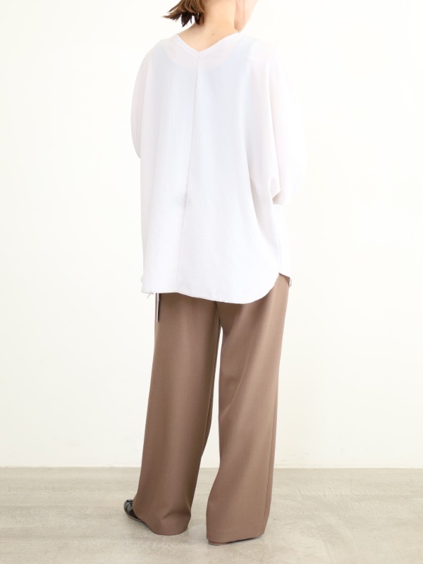 【Doneeyu】前後両用長袖ジョーゼットトップス