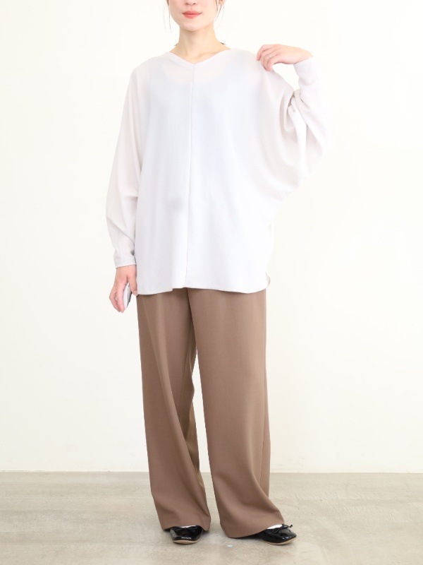 【Doneeyu】前後両用長袖ジョーゼットトップス