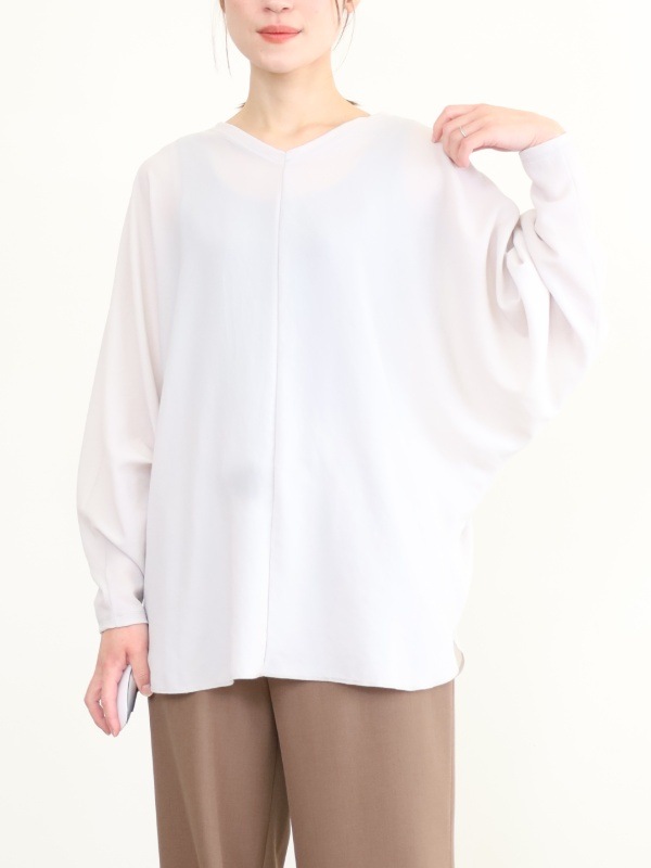 【Doneeyu】前後両用長袖ジョーゼットトップス