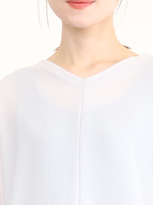 【Doneeyu】前後両用長袖ジョーゼットトップス