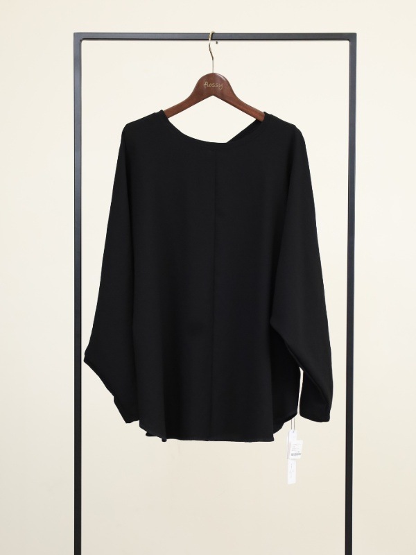 【Doneeyu】前後両用長袖ジョーゼットトップス