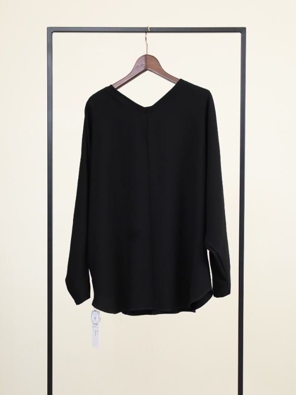 【Doneeyu】前後両用長袖ジョーゼットトップス