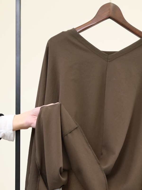 【Doneeyu】前後両用長袖ジョーゼットトップス