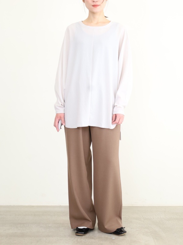 【Doneeyu】前後両用長袖ジョーゼットトップス