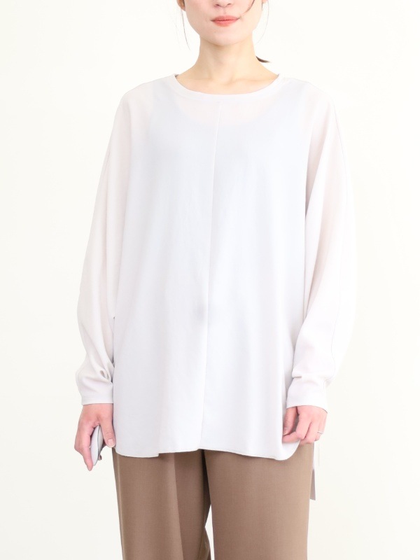 【Doneeyu】前後両用長袖ジョーゼットトップス