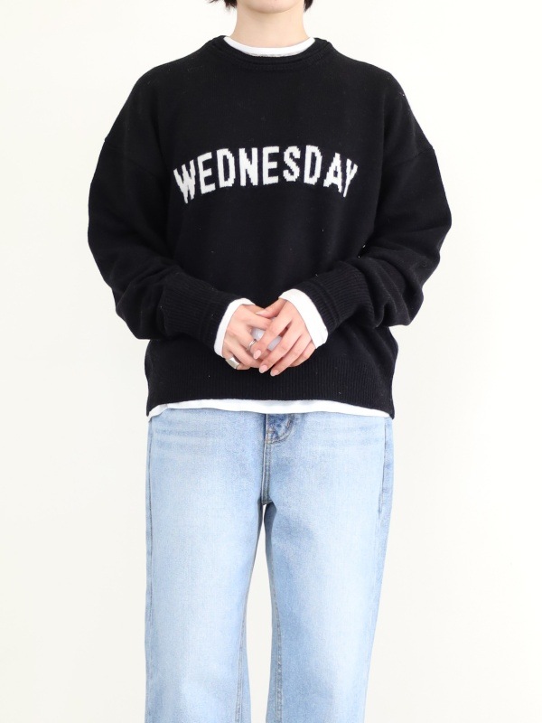 【ルメランジュ】ウールナイロンロゴニット 