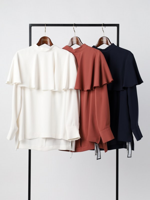 【dolly-sean】とろみサテンケープブラウス