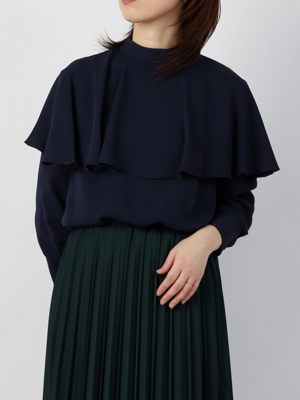 【dolly-sean】とろみサテンケープブラウス