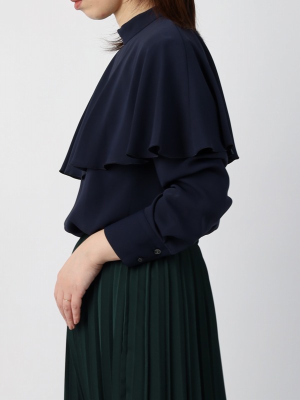 【dolly-sean】とろみサテンケープブラウス