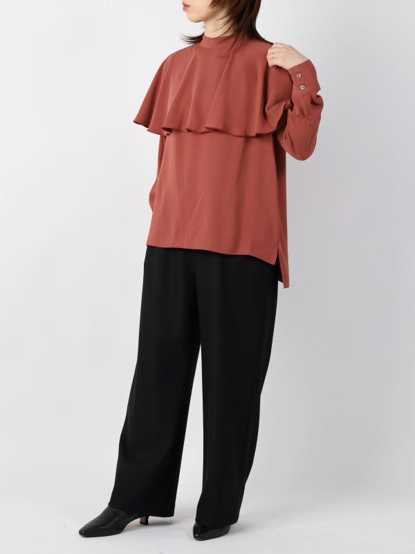【dolly-sean】とろみサテンケープブラウス