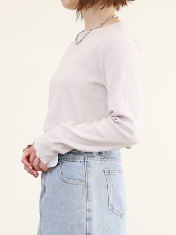 【trois】ストレッチテレコ長袖カットソー