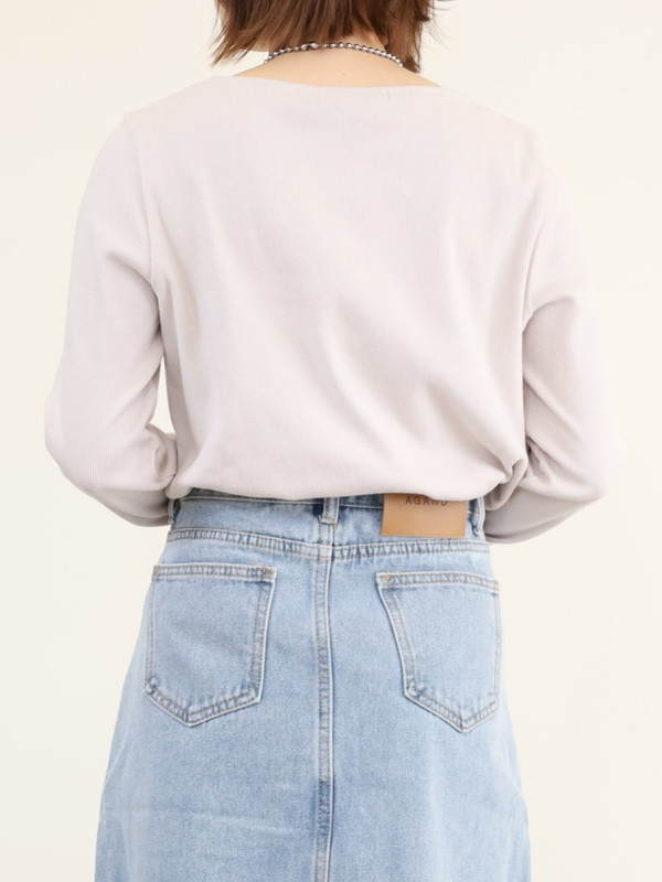 【trois】ストレッチテレコ長袖カットソー