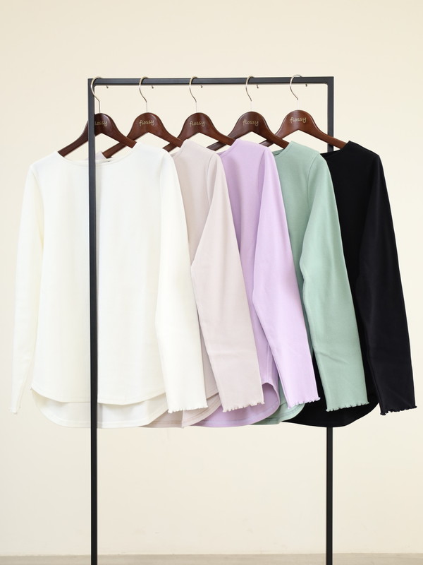 【trois】ストレッチテレコ長袖カットソー