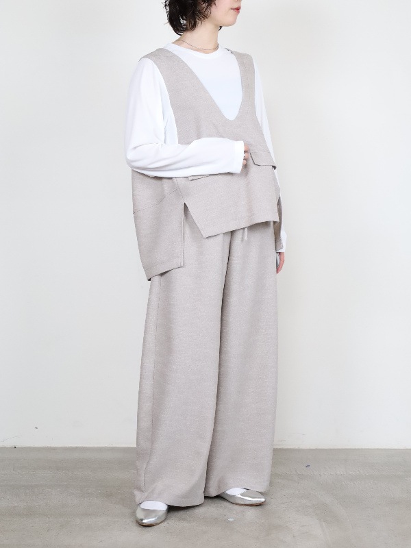 【trois】スラブツイードワイドバレルパンツ