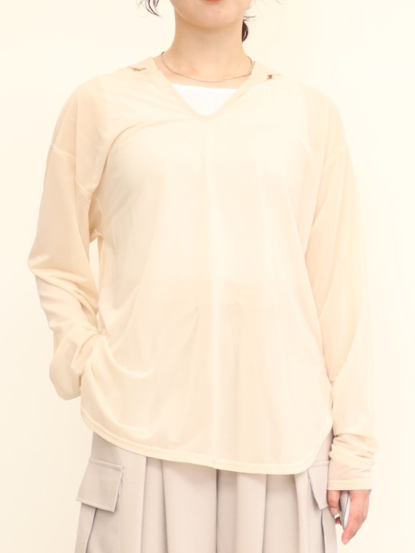 【CHIGNON】フロストシアー長袖フーディー 