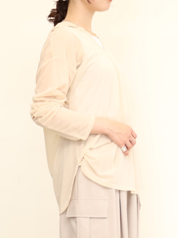 【CHIGNON】フロストシアー長袖フーディー 