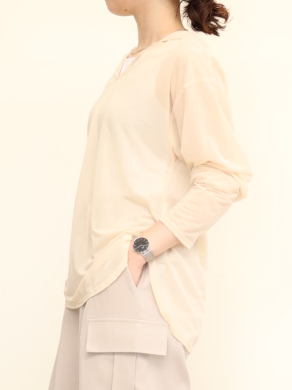 【CHIGNON】フロストシアー長袖フーディー 