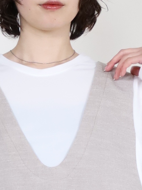 【trois】スラブツイードレイヤードブラウス