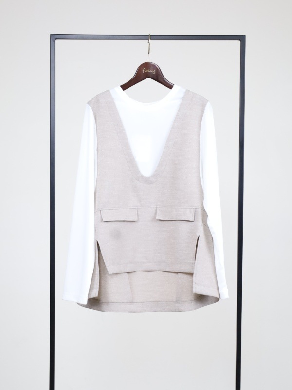 【trois】スラブツイードレイヤードブラウス