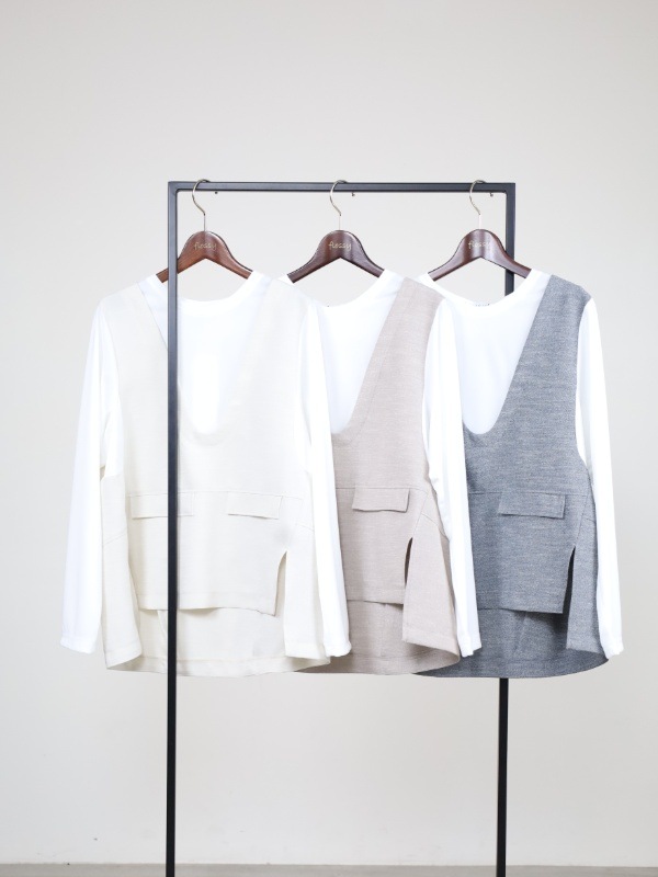 【trois】スラブツイードレイヤードブラウス